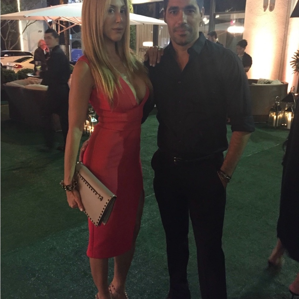 NICHOLAS Red V-Neck Midi Dress